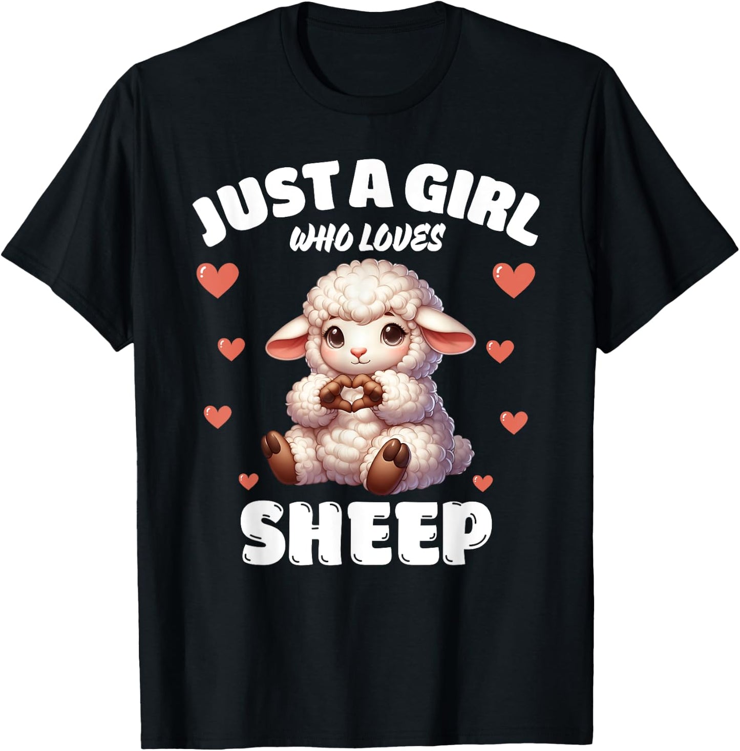 Just A Girl Who Loves Sheep, Cute Sheep Lovers T-Shirt - T-Shirt | Black