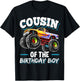 Cousin of the Birthday Boy Monster Truck Birthday Party T-Shirt - T-Shirt | Black