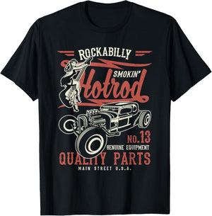 Retro Vintage Style Hotrod Distressed Design T-Shirt - T-Shirt | Black