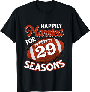 29 Years Marriage 29th anniversary Gift Football Couple T-Shirt - T-Shirt | Black