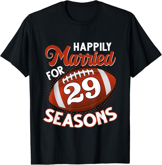 29 Years Marriage 29th anniversary Gift Football Couple T-Shirt - T-Shirt | Black