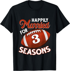 3 Years Marriage 3rd anniversary Gift Football Couple T-Shirt - T-Shirt | Black