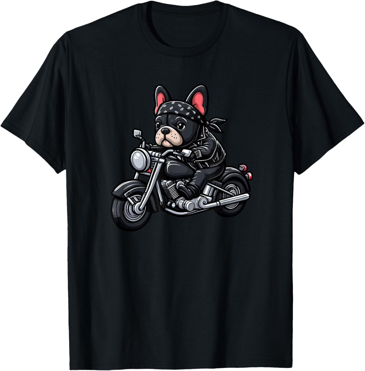 French Bulldog Biker Funny Dog Motorcycle Women Kids T-Shirt - T-Shirt | Black