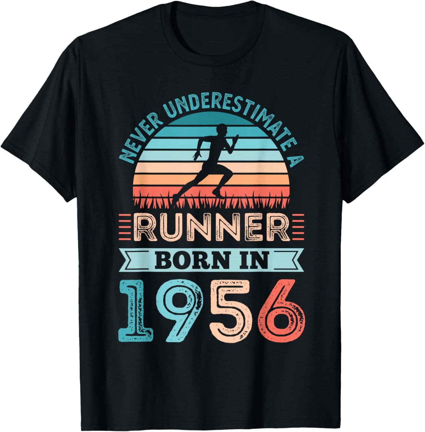 Runner born in 1956 70th Birthday Running Gifts T-Shirt - T-Shirt | Black