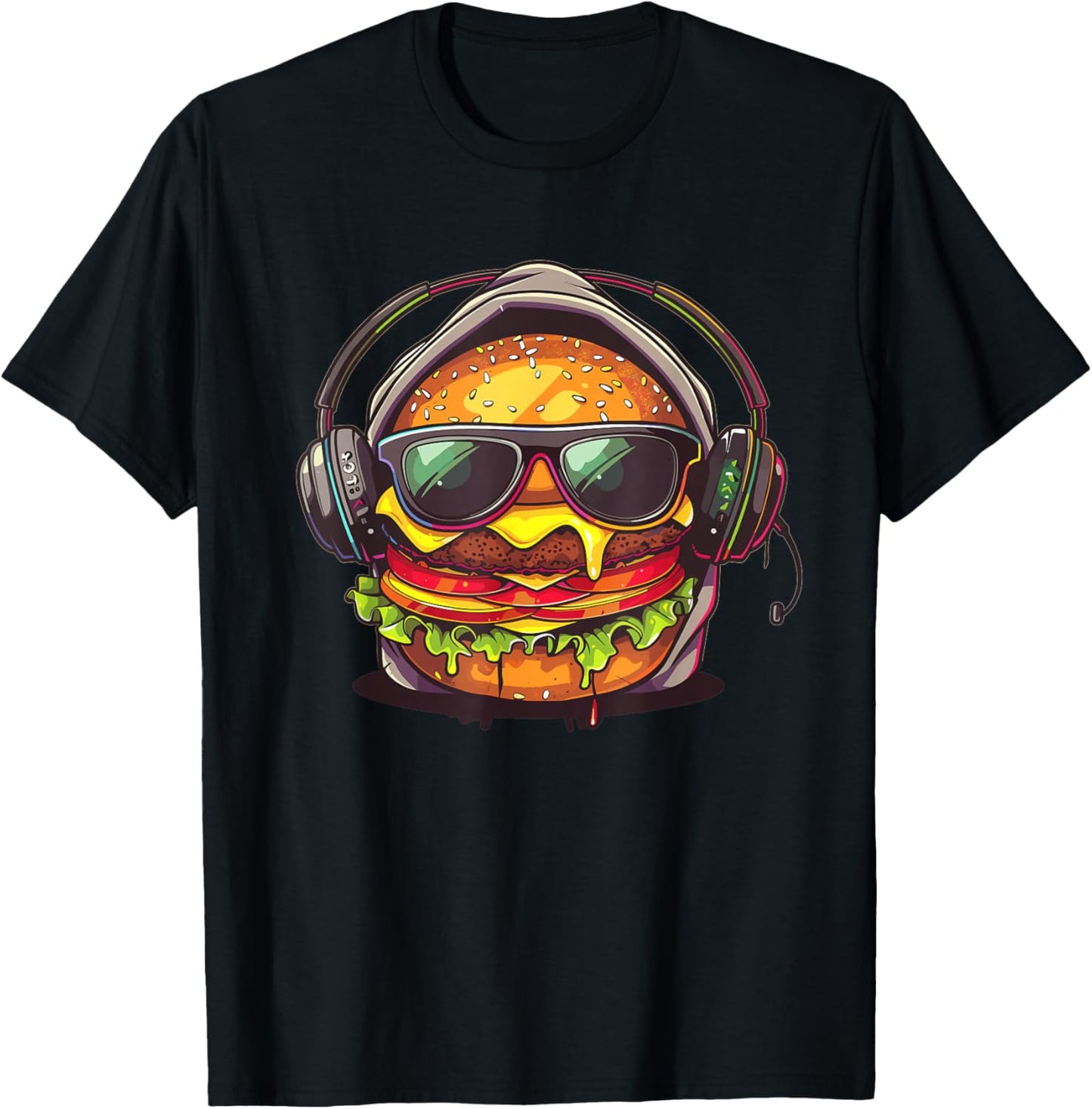 Cheeseburger with Sunglasses I Cheeseburger T-Shirt - T-Shirt | Black