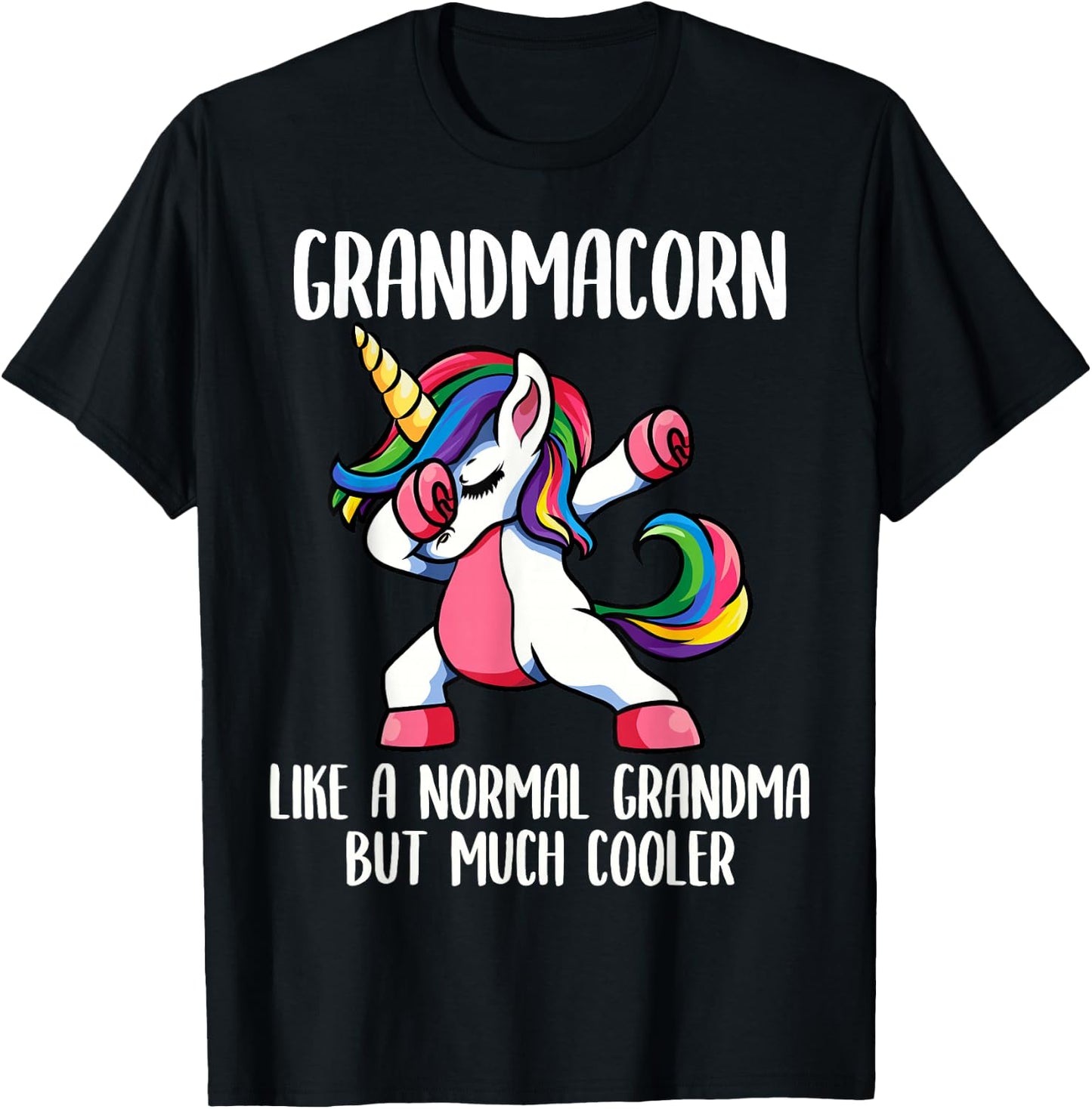 Unicorn Grandma Girl Birthday Party Clothing GrandmaCorn T-Shirt - T-Shirt | Black