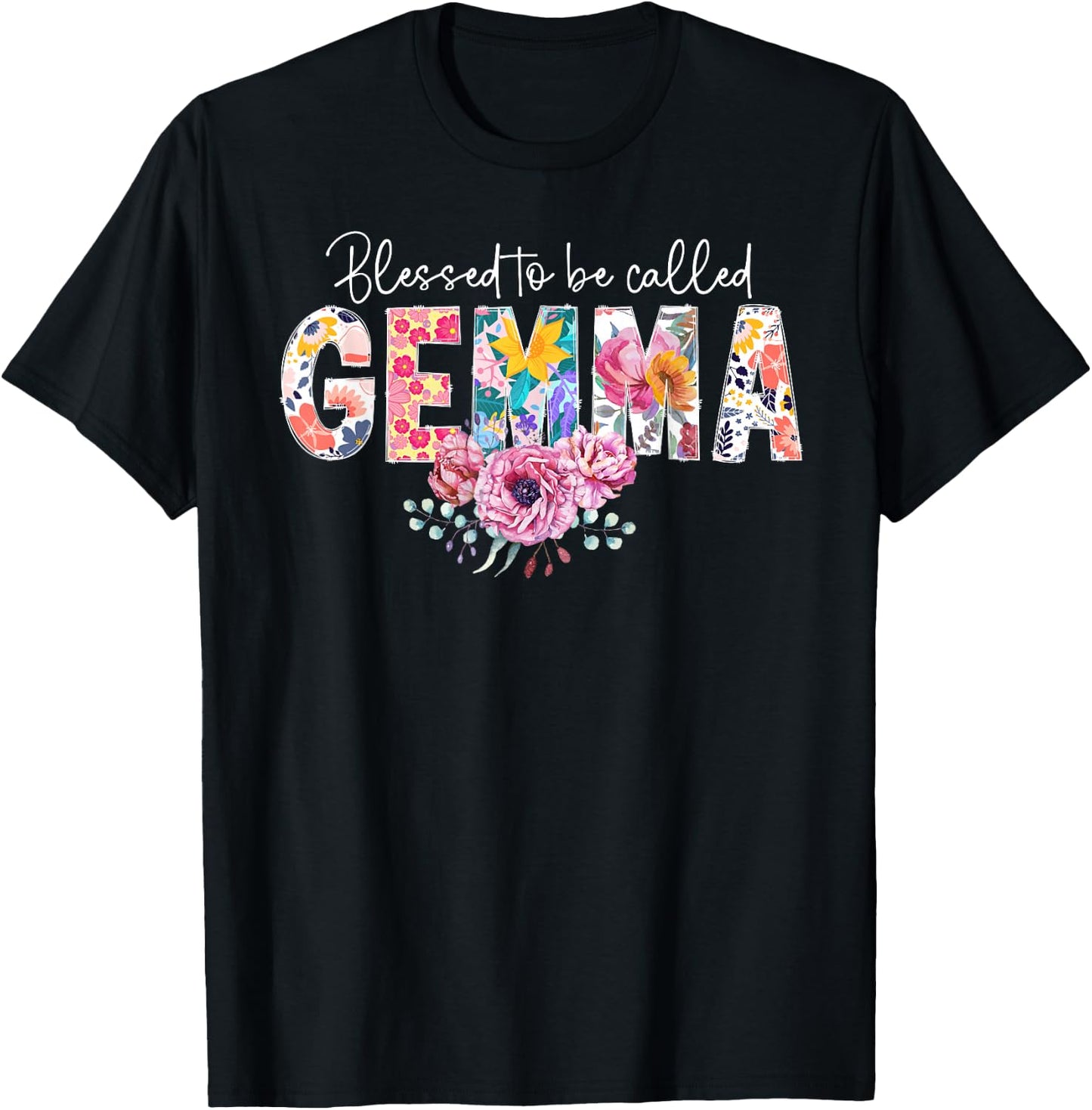 Blessed To Be Called Gemma Grandma Gemma Grandmother T-Shirt - T-Shirt | Black