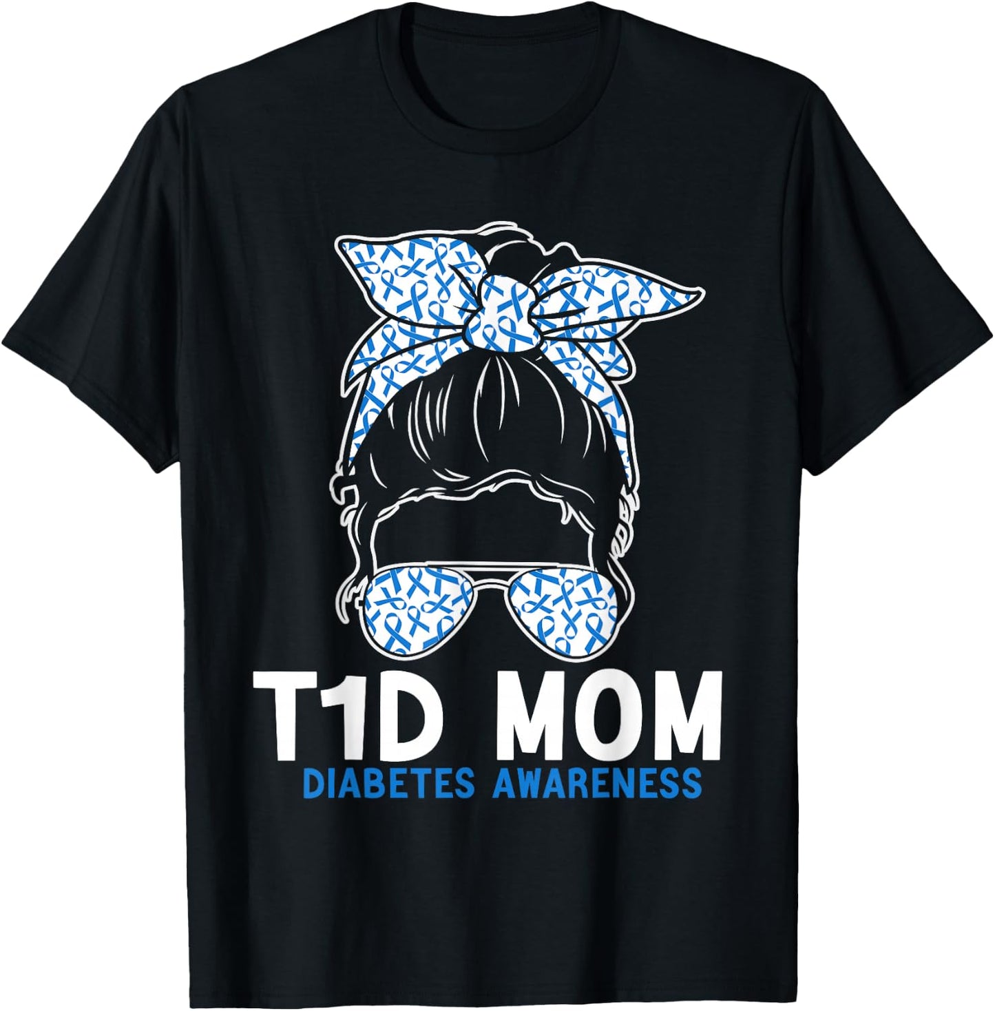 T1D Mom Diabetes Awareness Type 1 Diabetes Mother T-Shirt - T-Shirt | Black