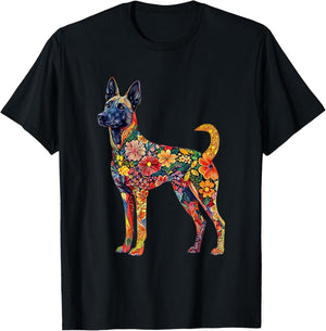 Belgian Malinois Flower T-Shirt - T-Shirt | Black