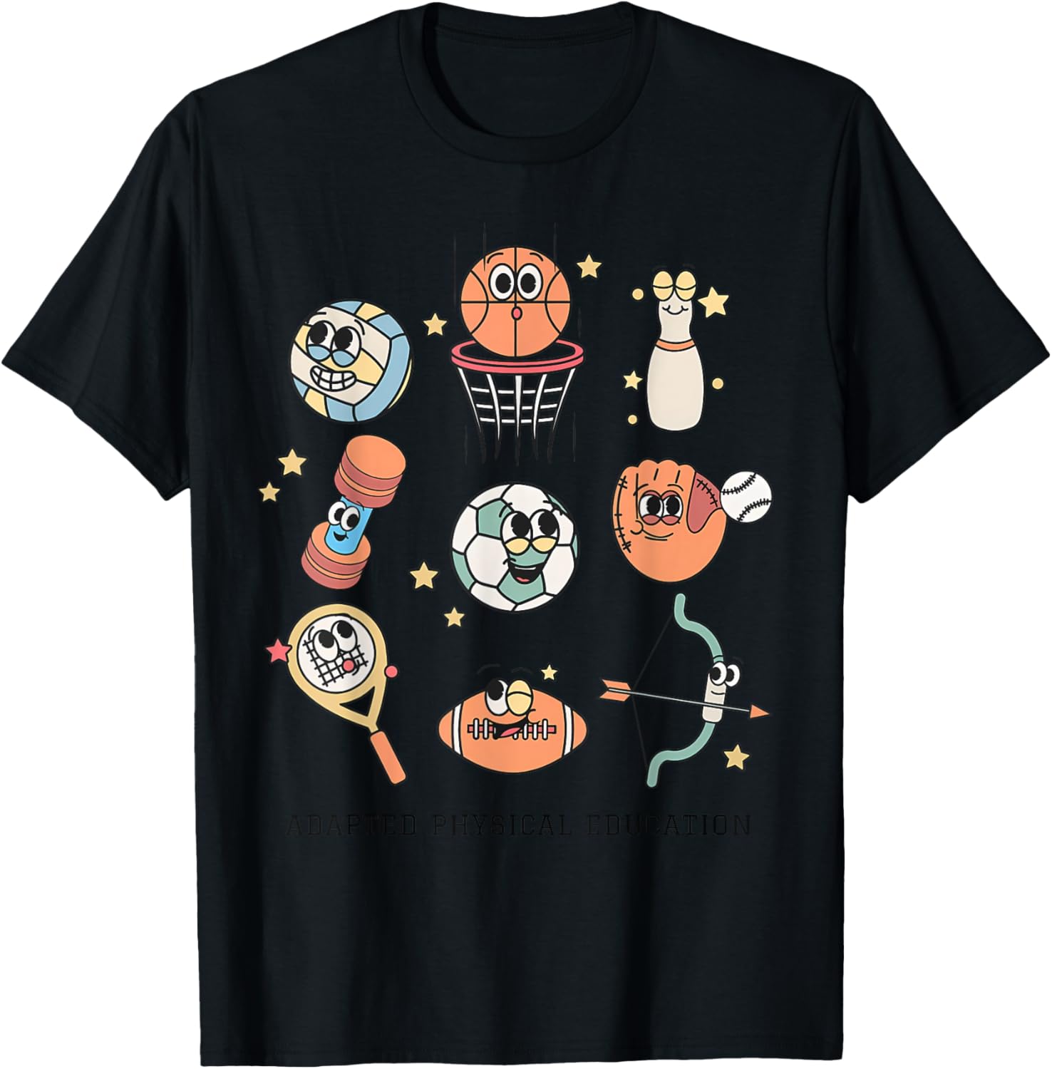 Cute Adapted Physical Education Teacher Sports Ape Teacher T-Shirt - T-Shirt | Black