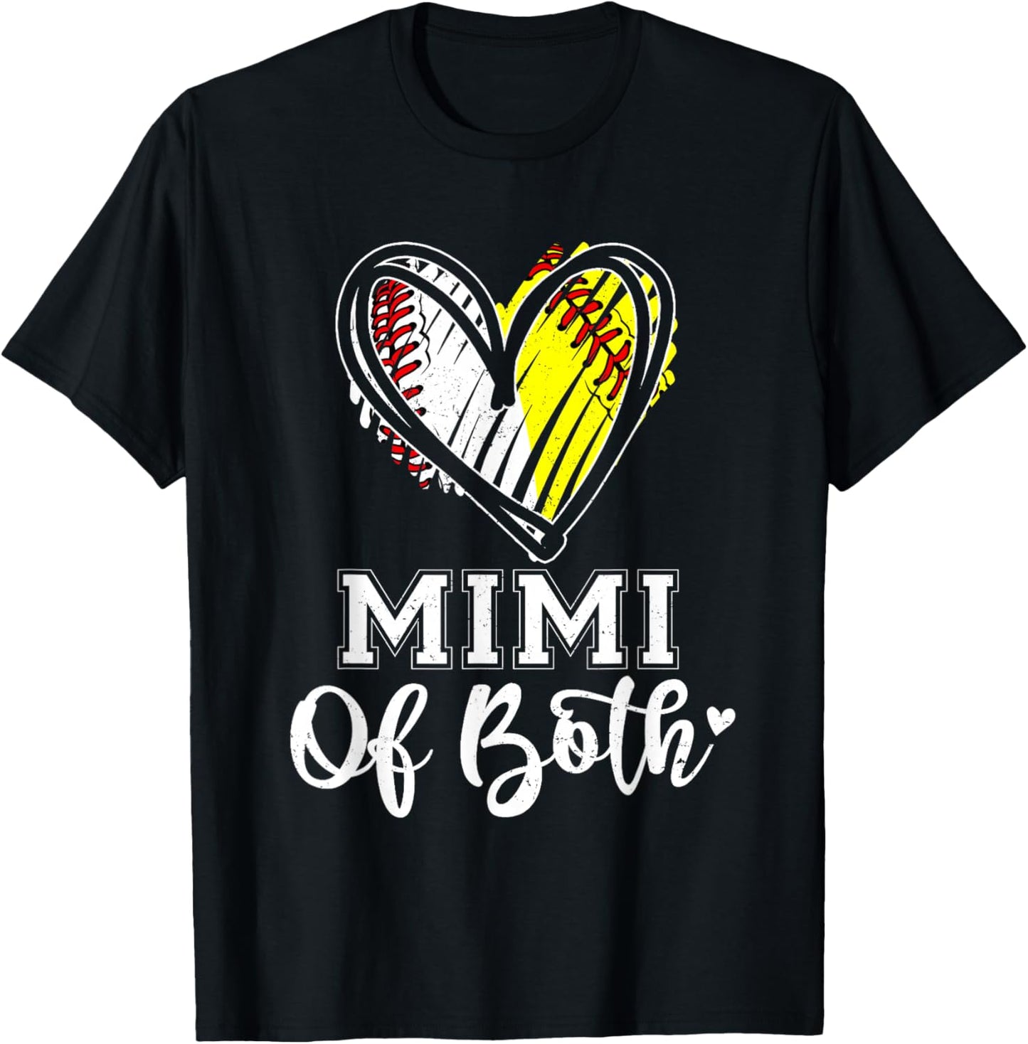 Mimi Of Both Baseball Softball Grandma Mothers Day T-Shirt - T-Shirt | Black
