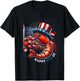 Happy Shrimp Celebrate Usa Flag 4th Of July Independence Day T-Shirt - T-Shirt | Black