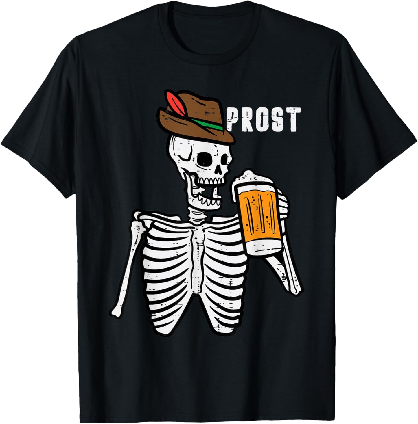 Skeleton Prost Bavarian Halloween German Oktoberfest Men T-Shirt - T-Shirt | Black