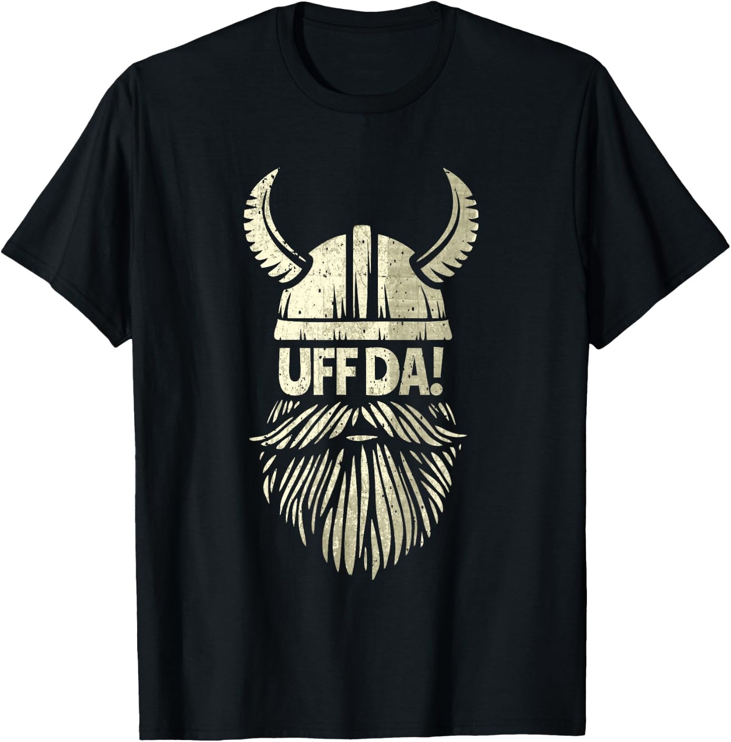 Uff Da Norwegian Quote Scandinavian Viking Helmet Beard Man T-Shirt - T-Shirt | Black