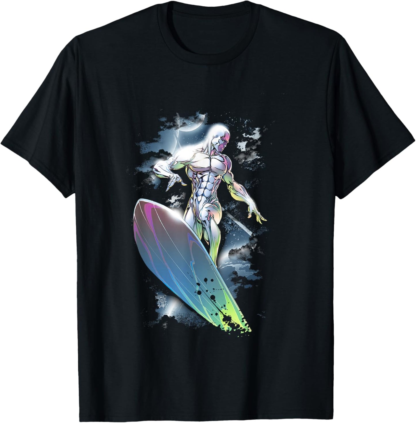 Marvel Comics Retro Classic Silver Surfer Shiny Colors Shot T-Shirt - T-Shirt | Black