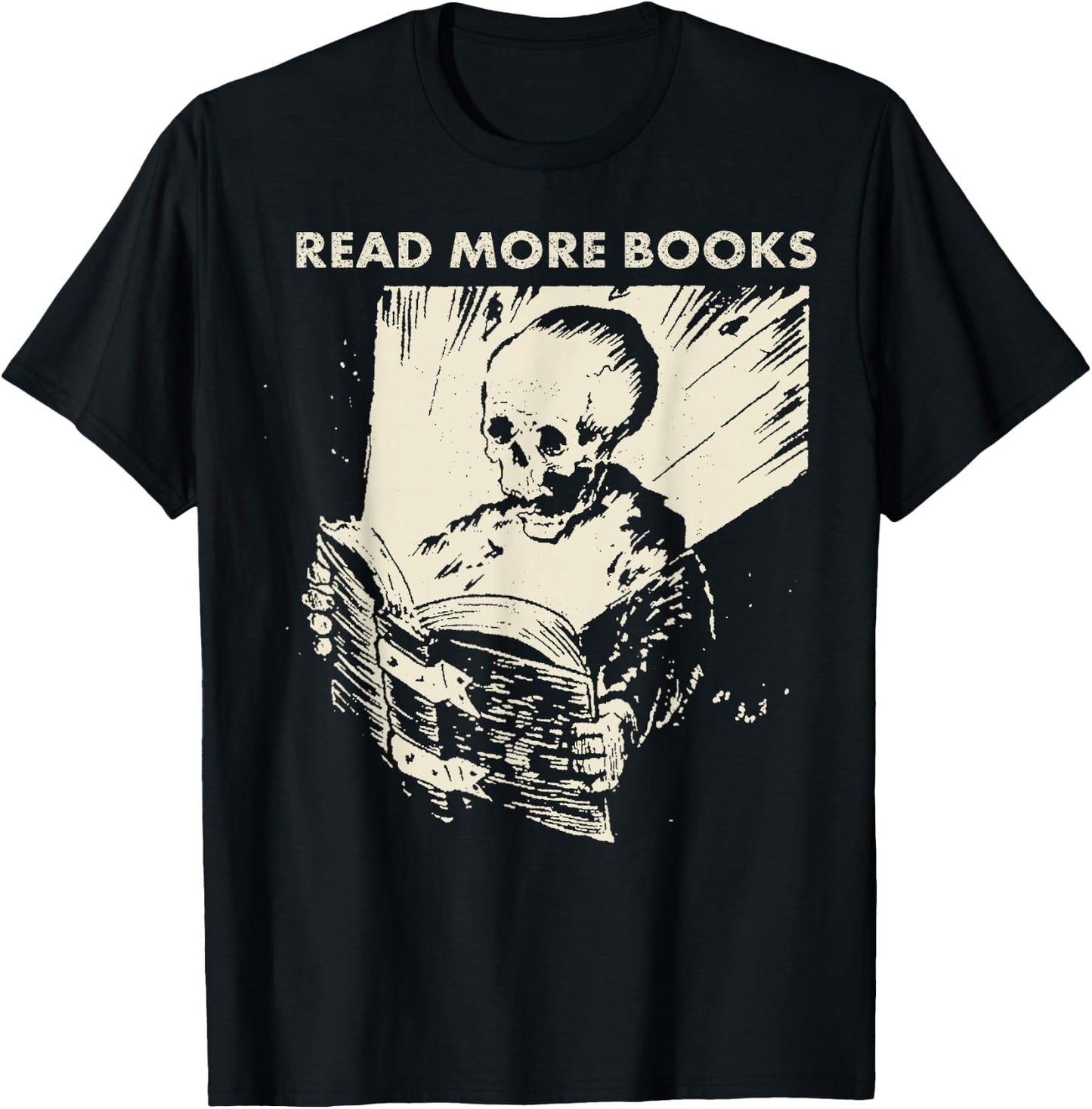 Skeleton Read More Books T-Shirt - T-Shirt | Black