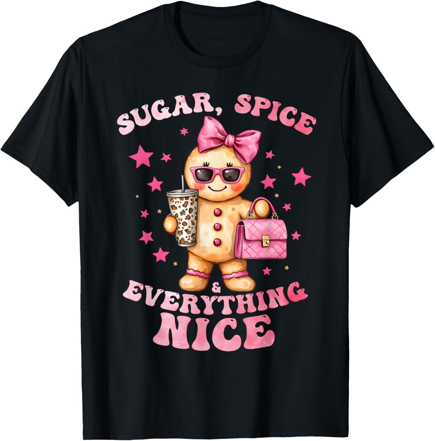 Sugar Spice Everything Nice Cute Gingerbread Holiday Girls T-Shirt - T-Shirt | Black