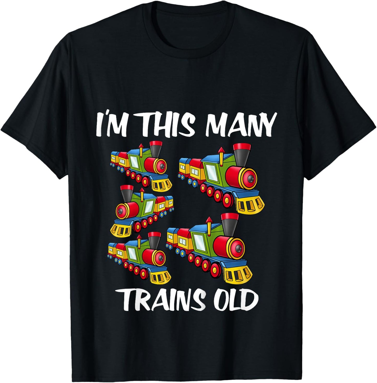 Kids I'm this many Trains Old Boy 5th Birthday 5 Years Old T-Shirt - T-Shirt | Black