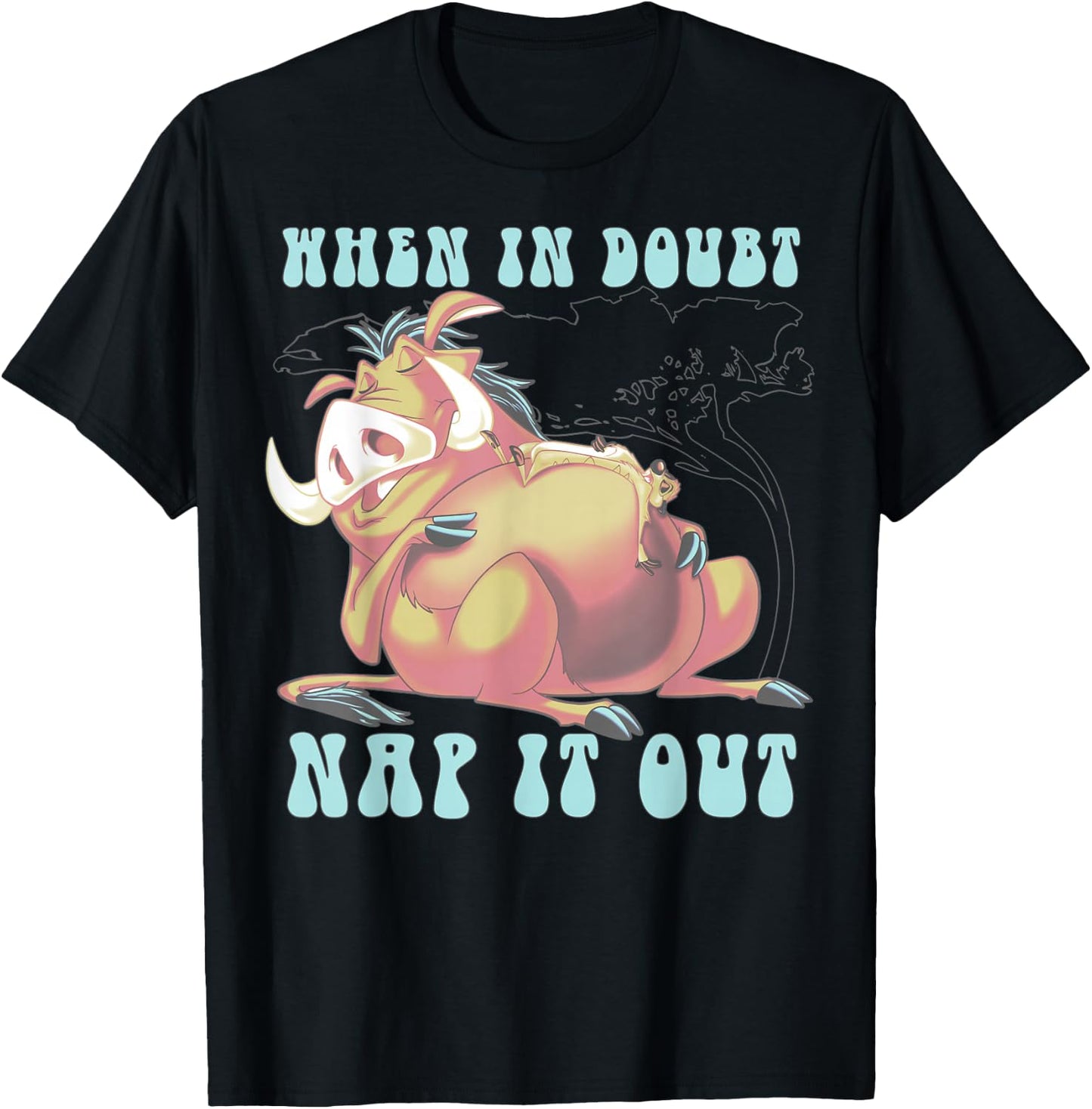 Disney The Lion King Pumbaa When In Doubt Nap It Out T-Shirt - T-Shirt | Black