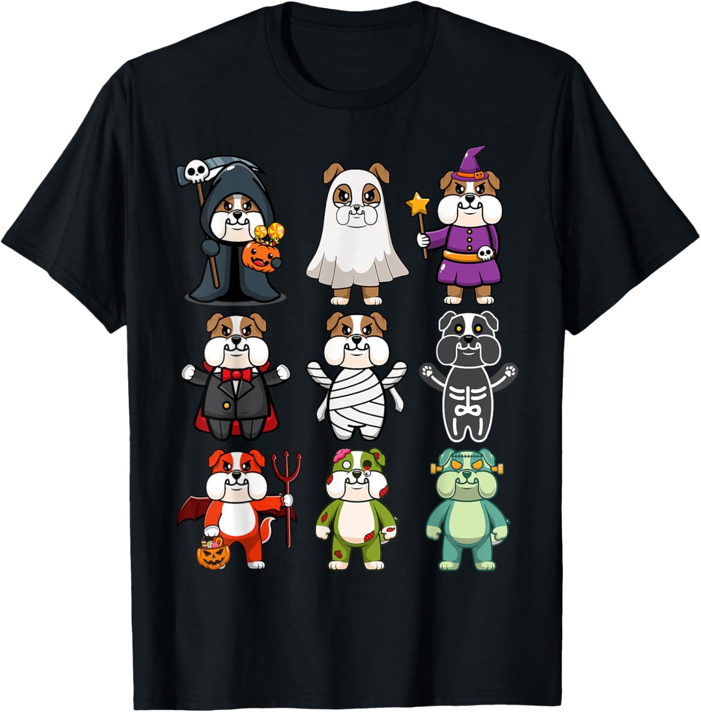 Bulldog Spooky Boo-Jee Horror Pumpkin Bulldog Halloween T-Shirt - T-Shirt | Black