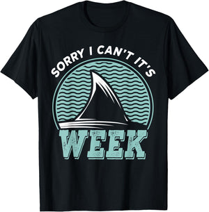 Sorry i can't it's Week, Vintage Shark Lover T-Shirt - T-Shirt | Black
