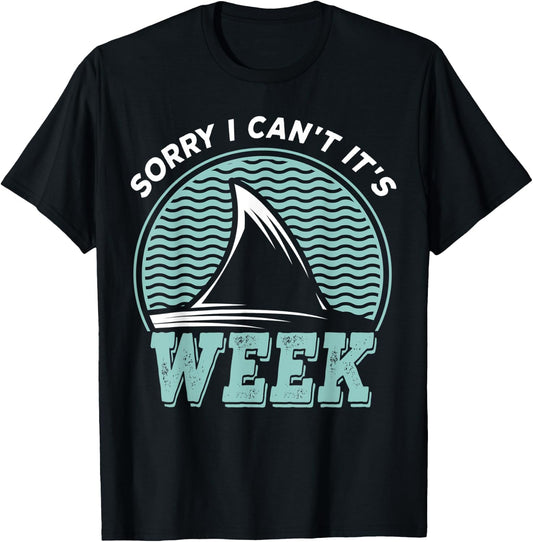 Sorry i can't it's Week, Vintage Shark Lover T-Shirt - T-Shirt | Black