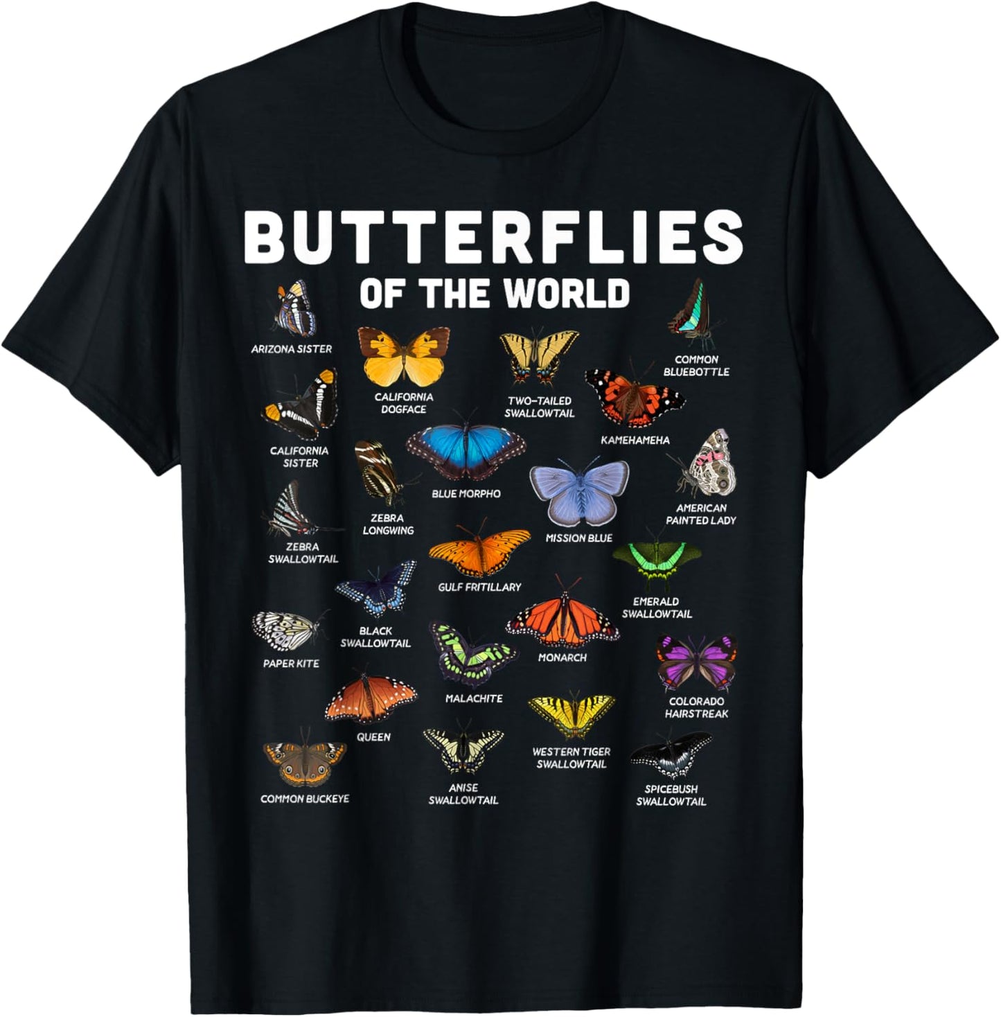 Butterfly Shirt Butterflies Of The World Butterfly Lover T-Shirt - T-Shirt | Black