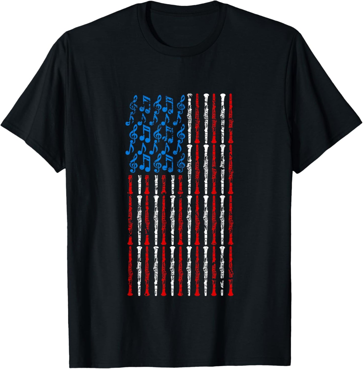 Clarinet American Flag 4th of July Men Women Clarinetist USA T-Shirt - T-Shirt | Black