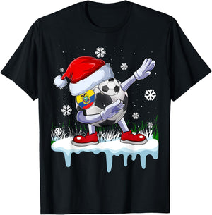 Funny Santa Soccer Dabbing Ugly Christmas Sweater T-Shirt - T-Shirt | Black