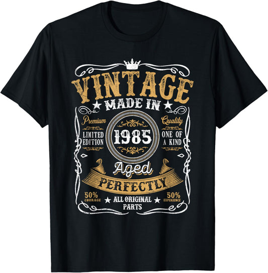 40 Years Old Vintage 1985 Born In 1985 40th Birthday Gifts T-Shirt - T-Shirt | Black