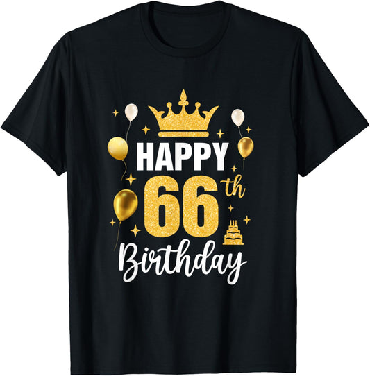 Happy 66Th Birthday Idea For 66 Years Old Man And Woman T-Shirt - T-Shirt | Black