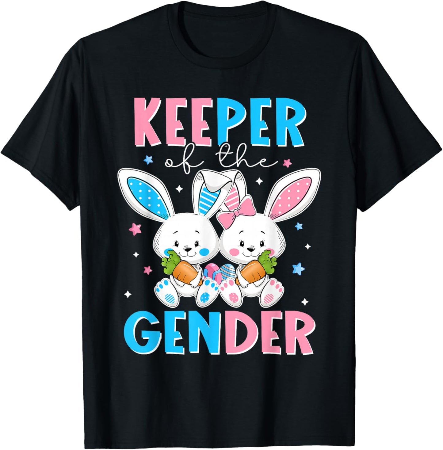 Keeper Of The Gender Boy Or Girl Easter Bunny Gender Reveal T-Shirt - T-Shirt | Black