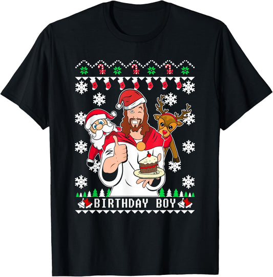 Funny Birthday Boy Men Women Kids Ugly Christmas T-Shirt - T-Shirt | Black