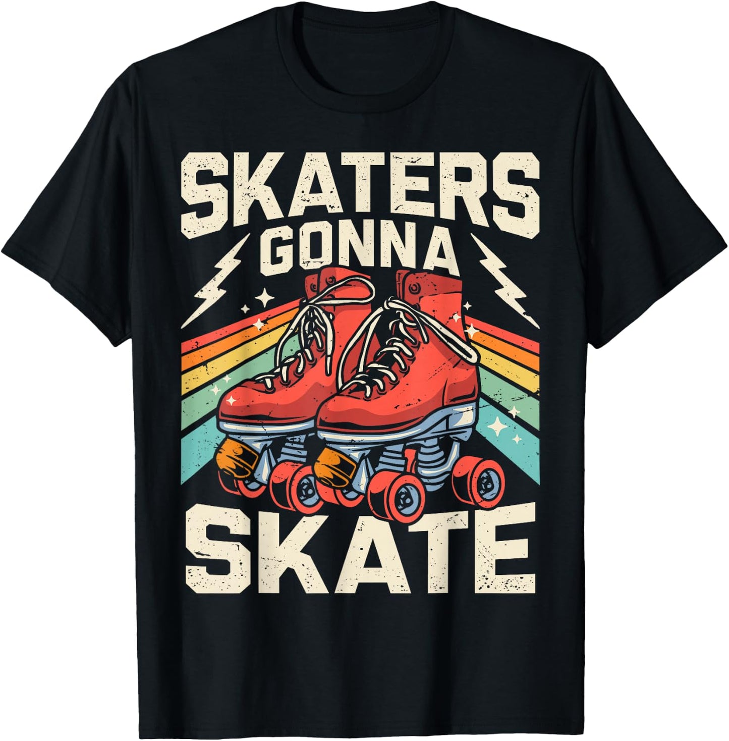 Roller Skating Funny Skaters Gonna Skate Retro 70s 80s Girls T-Shirt - T-Shirt | Black