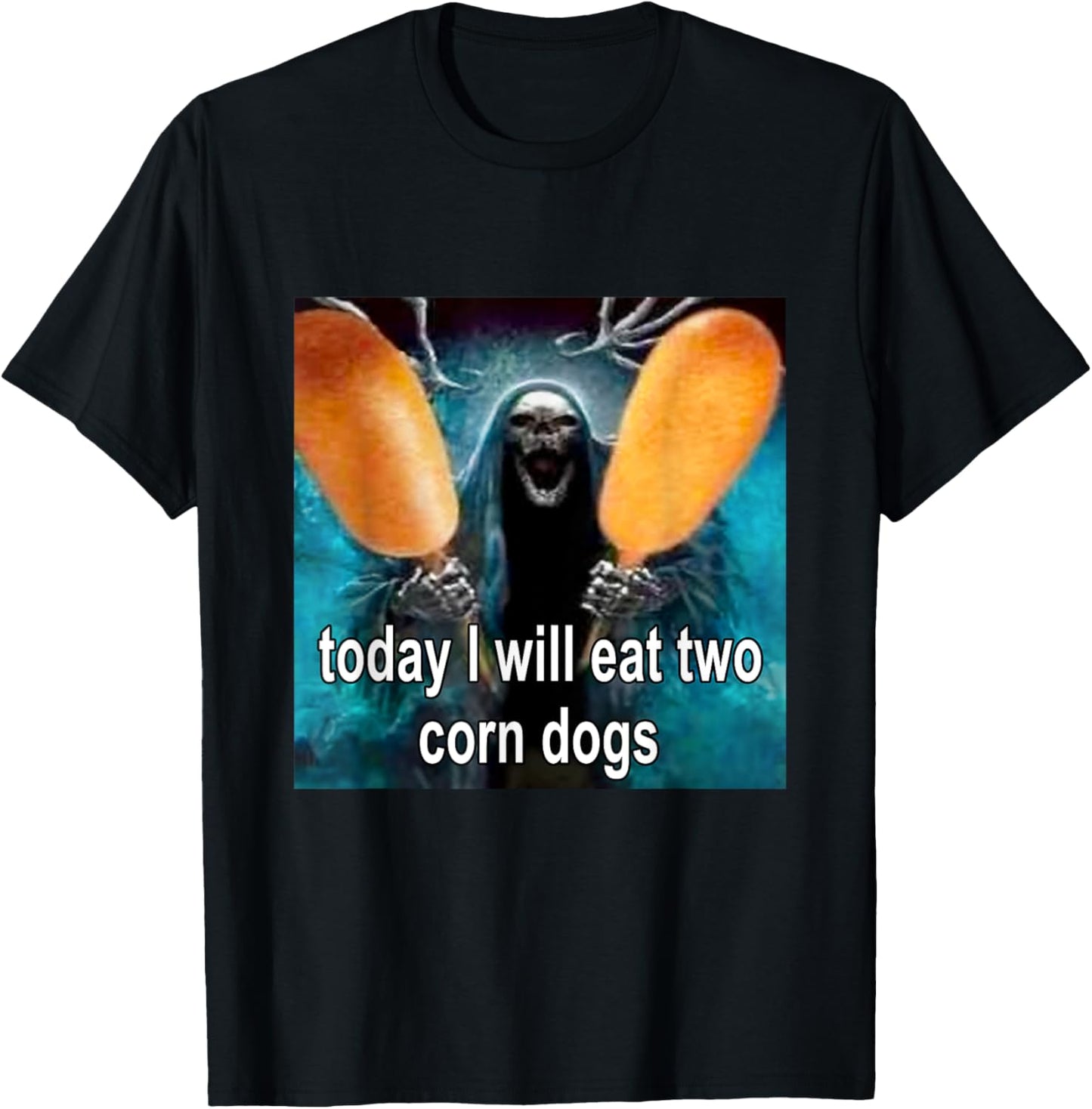 Today I Will Eat Two Corn Dogs Meme T-Shirt - T-Shirt | Black