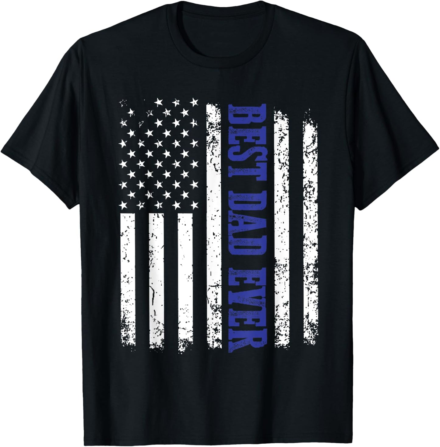 Best Dad Ever American Flag Police Father's Day T-Shirt - T-Shirt | Black