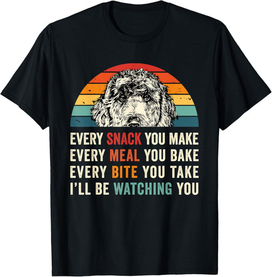 Retro Every snack you make Every meal you bake Doodle Dog T-Shirt - T-Shirt | Black