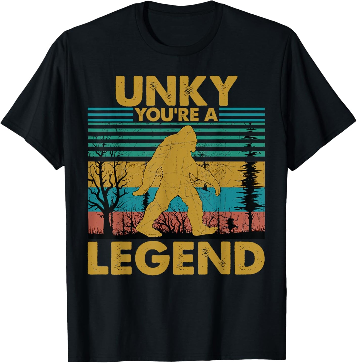 Unky You're A Legend Retro Vintage Bigfoot Uncle T-Shirt - T-Shirt | Black