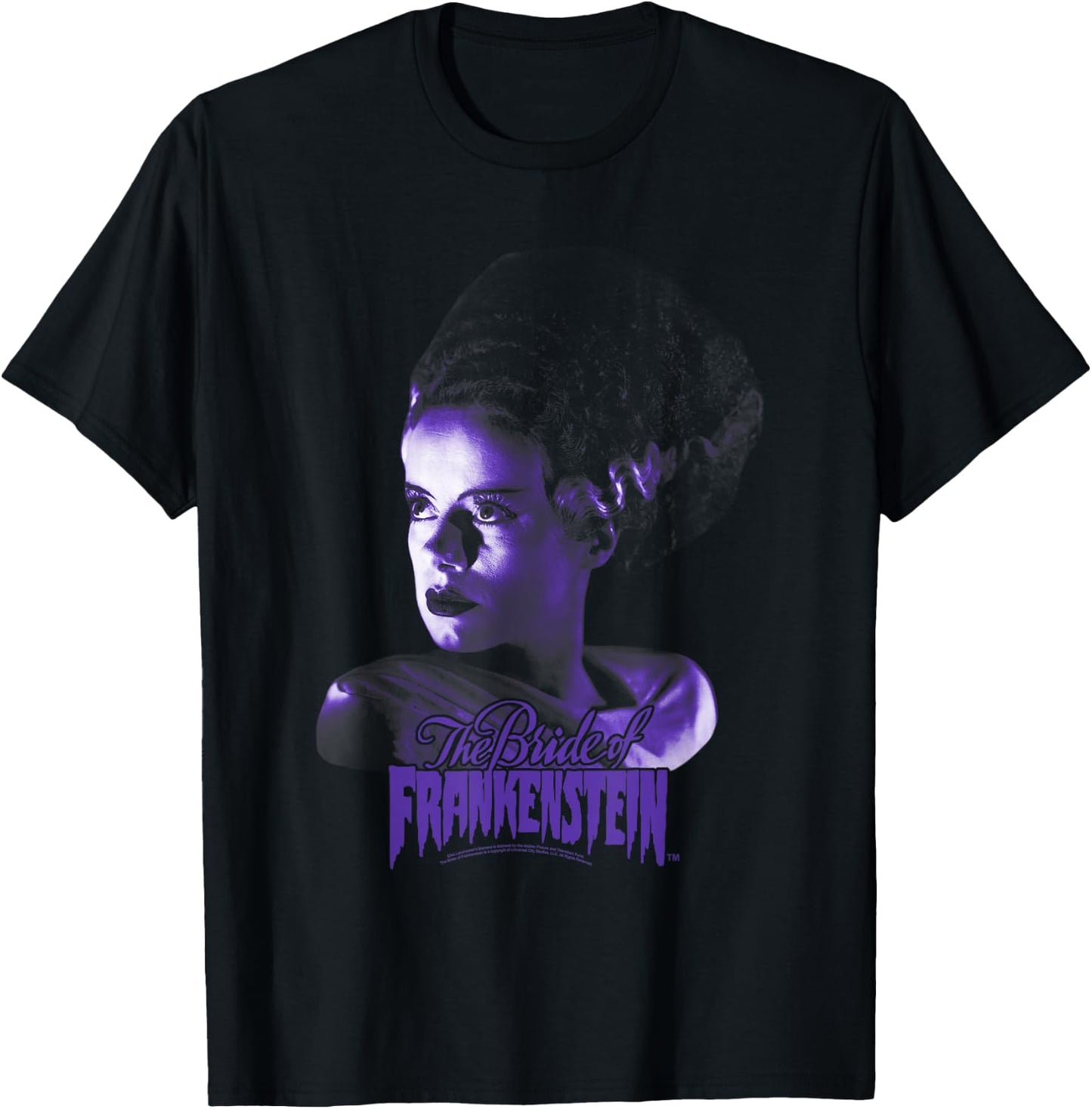 Universal Monsters Bride Of Frankenstein Dark Portrait T-Shirt - T-Shirt | Black