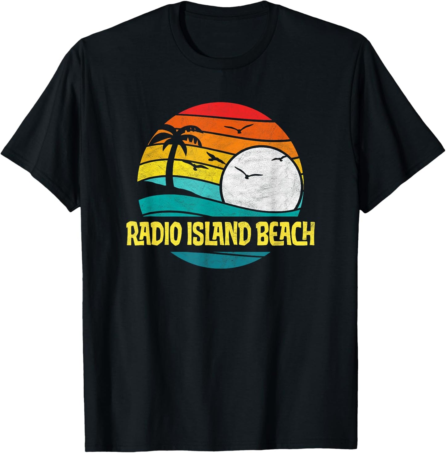 Retro Radio Island Beach Sun & Surf Eighties Graphic T-Shirt - T-Shirt | Black