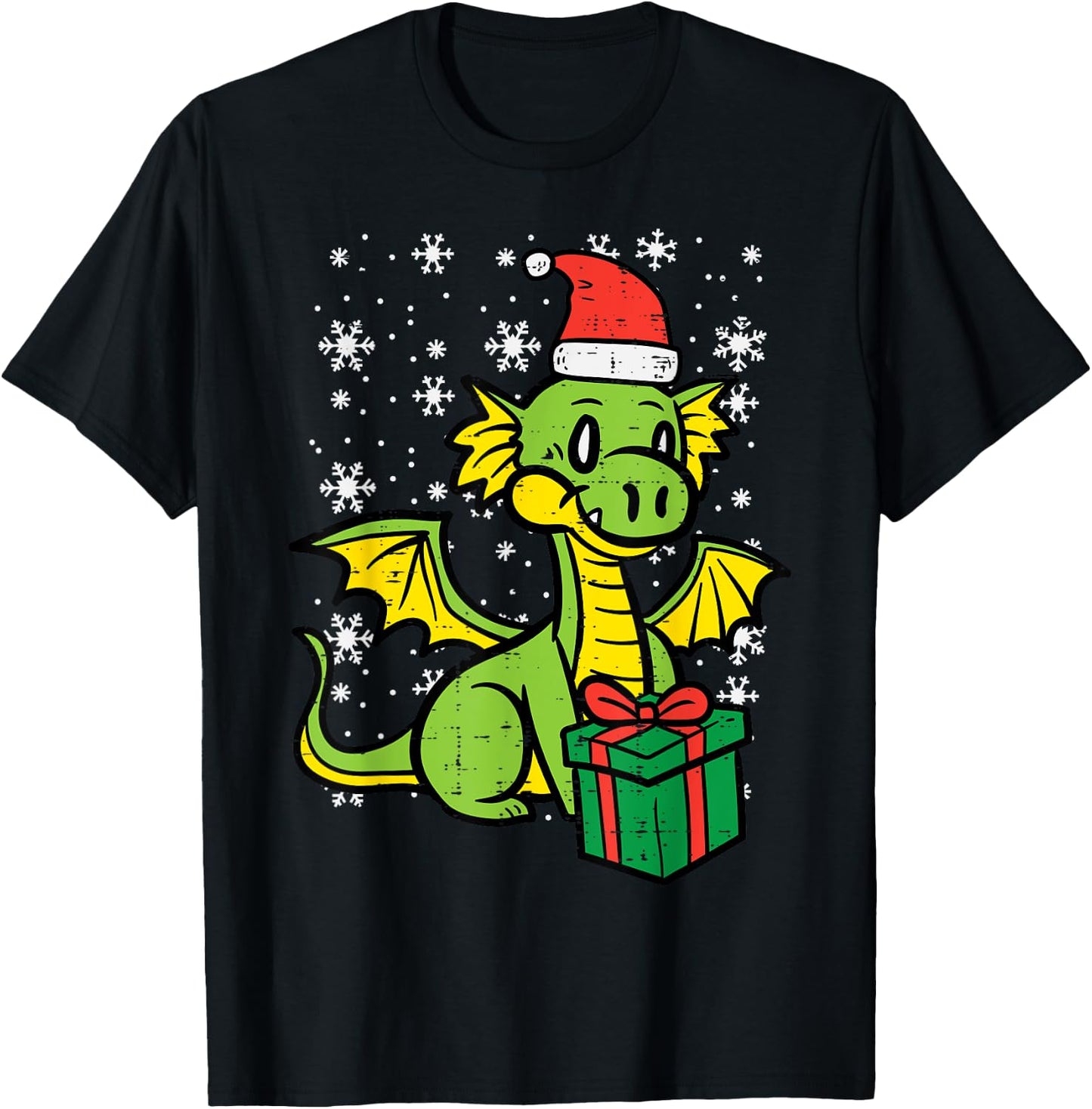 Christmas Dragon Santa Cute Xmas Boys Girls Kids Toddler T-Shirt - T-Shirt | Black