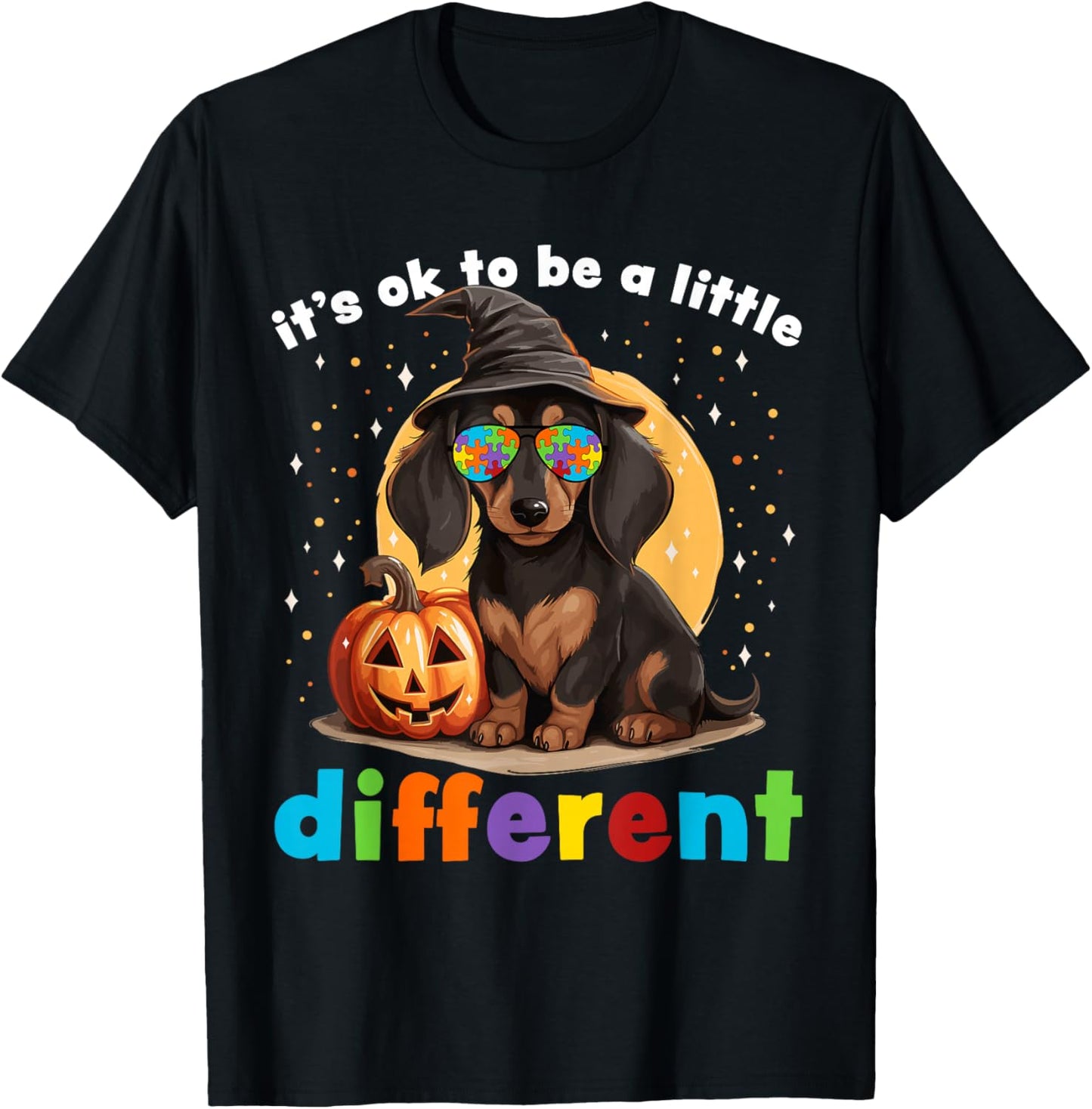 Dachshund Halloween Autism Awareness 2023 Weiner Dog Kids T-Shirt - T-Shirt | Black