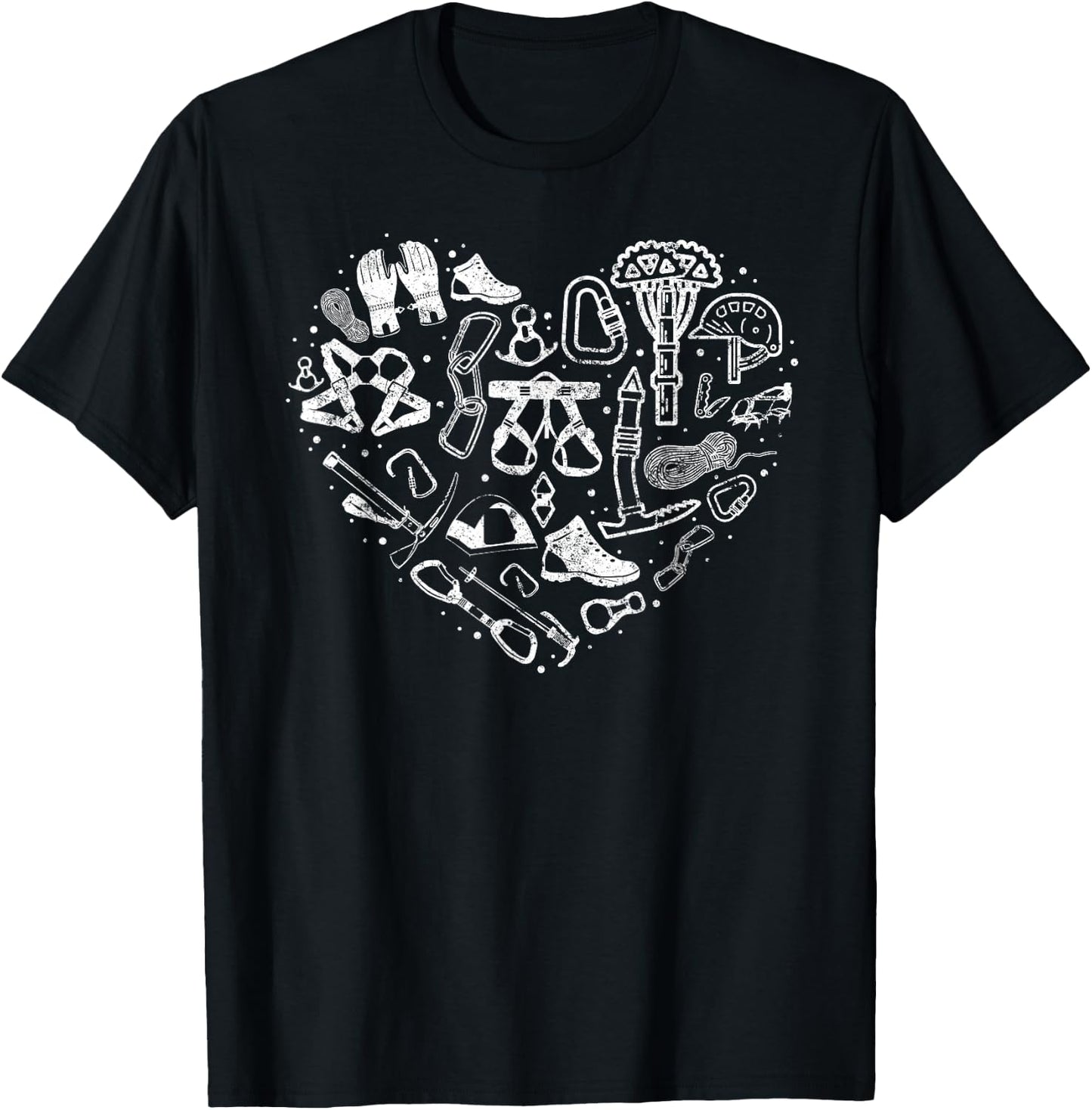Climber Rock Climbing Equipment Girl Heart Carabiner T-Shirt - T-Shirt | Black