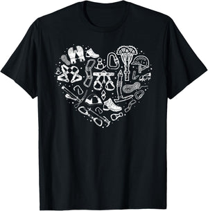 Climber Rock Climbing Equipment Girl Heart Carabiner T-Shirt - T-Shirt | Black