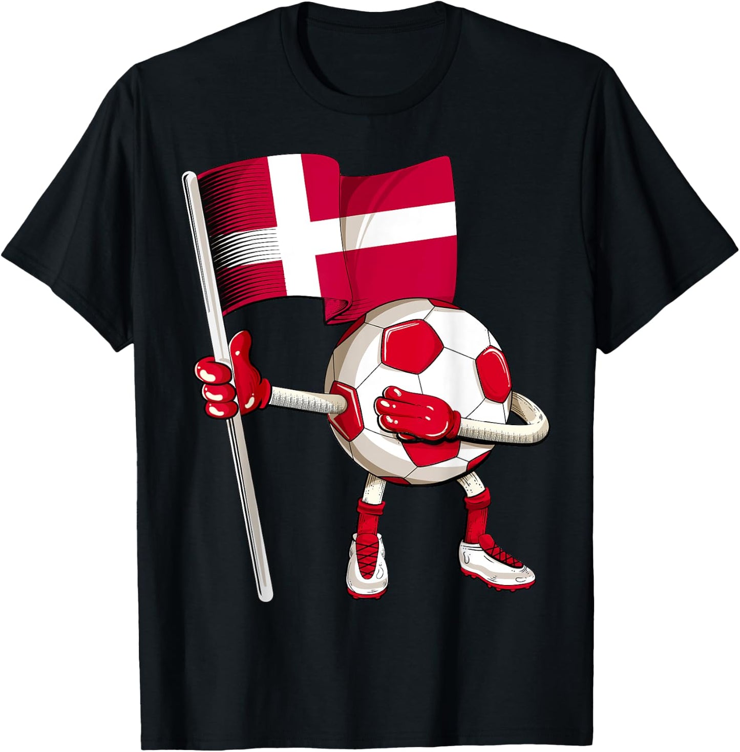 Denmark Soccer Jersey Danish Flag Football Dab Funny T-Shirt - T-Shirt | Black