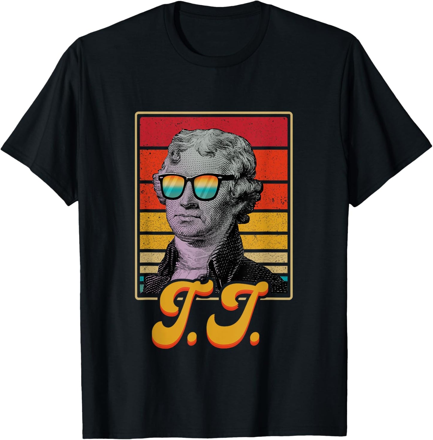 T.J. President Thomas Jefferson Retro Patriotic 4th Of July Men T-Shirt - T-Shirt | Black