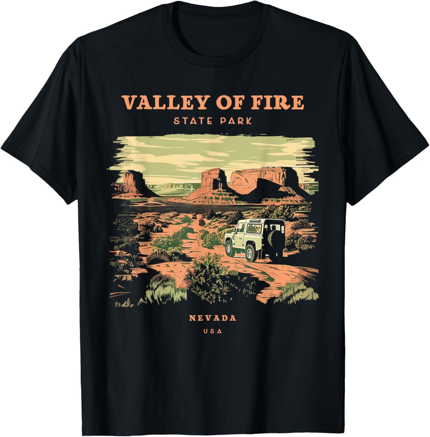 Valley of Fire State Park Nevada Retro Vintage T-Shirt - T-Shirt | Black
