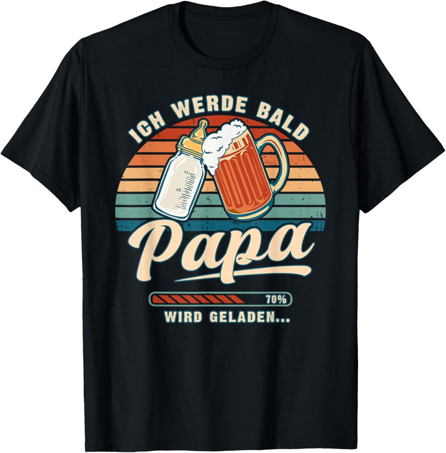 Werdender Papa Du Wirst Papa Verkünden Babyflasche Krug T-Shirt - T-Shirt | Black