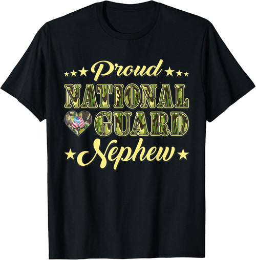 Proud National Guard Nephew Dog Tags Heart Military Family Kids