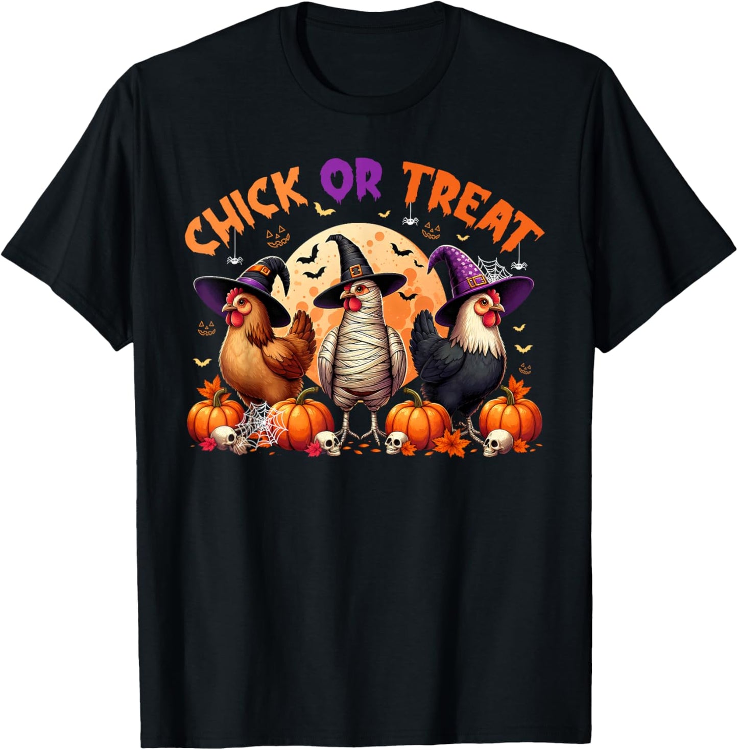 Fall Halloween Chicken Pumpkin Chick Or Treat Spooky Farmer T-Shirt - T-Shirt | Black